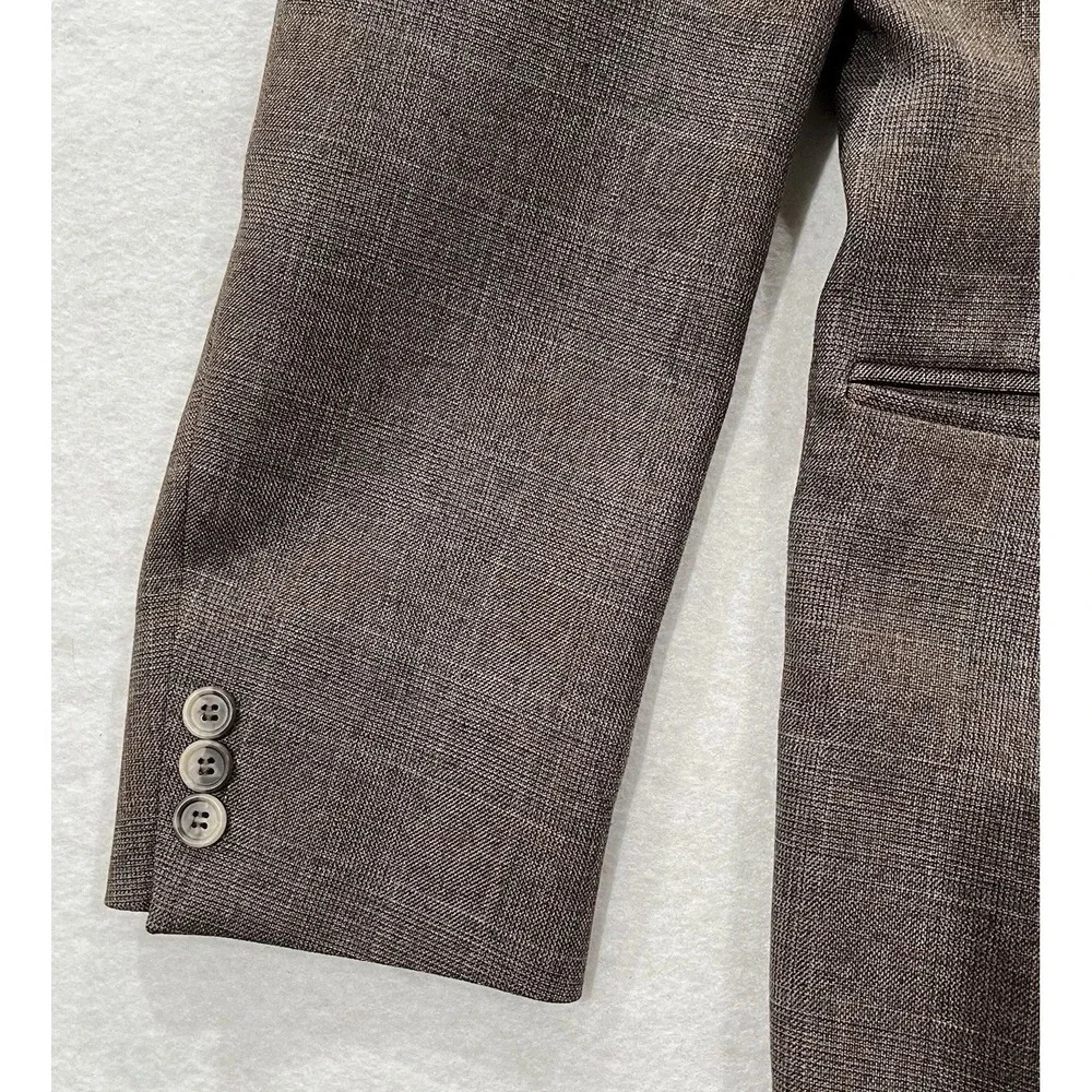 Haggar Magic Stretch Jacket Mens 46R Brown Blazer 2 Button Sport Coat USA Made